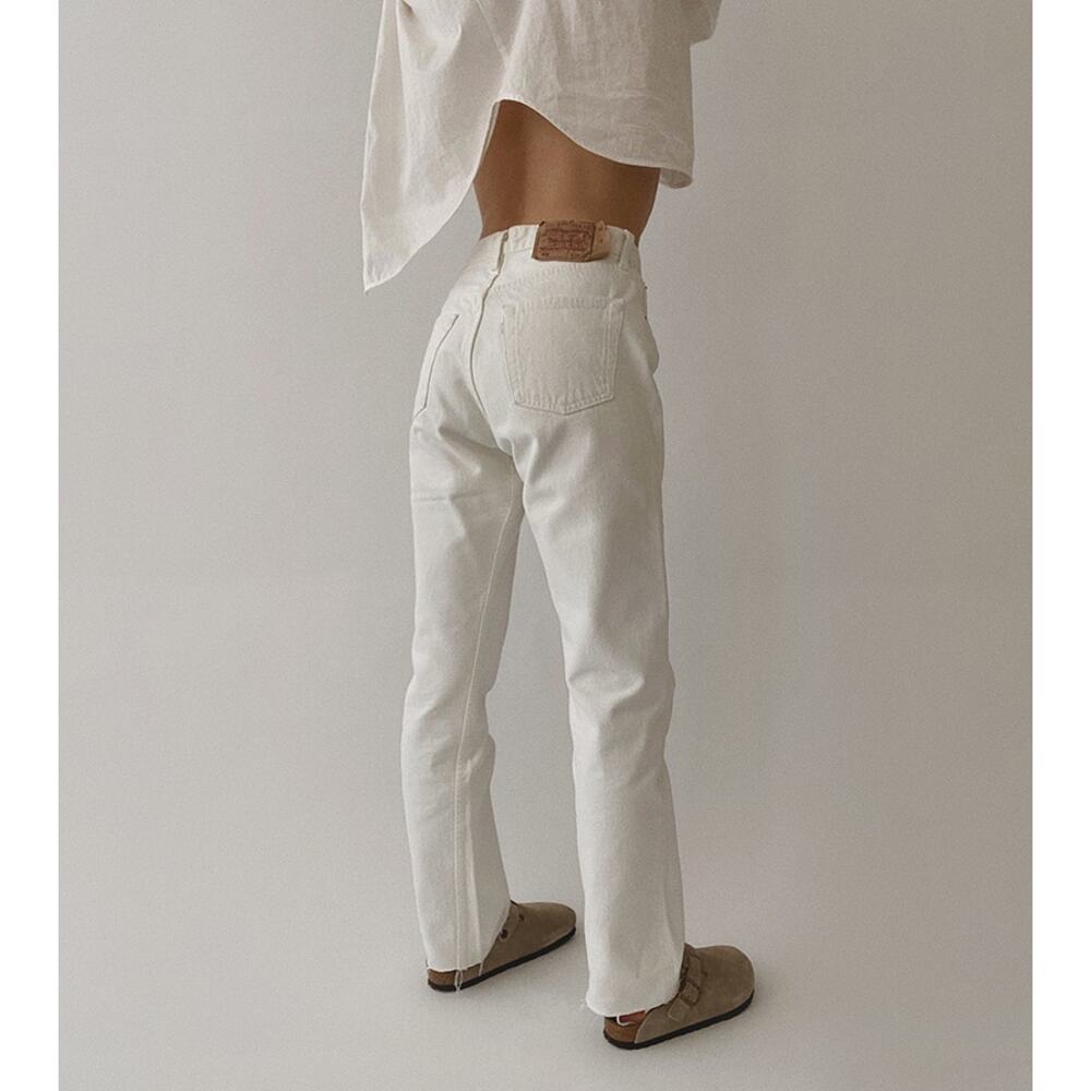 vintage • levi's 501 button fly painter pants denim white jeans canvas set of 2 - Picture 1 of 15